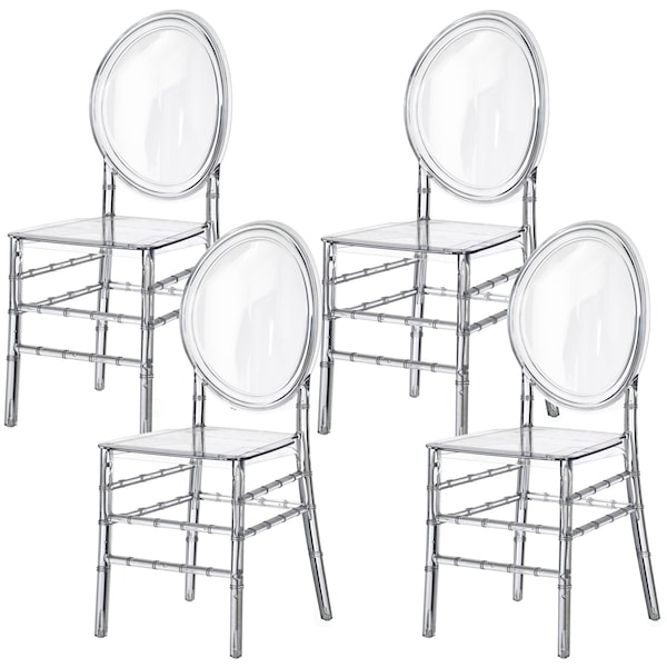 Fabulaxe Modern Acrylic Crystal Ice Chair, Florence Dining Chair, Stackable Transparent Seating, 4PK QI004660.CL.4 - main